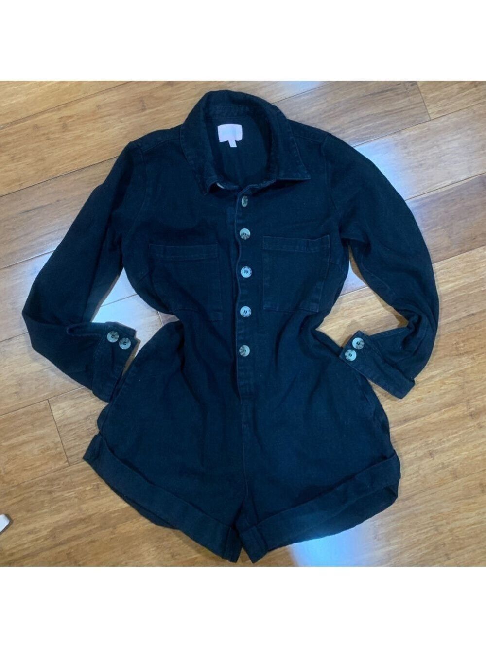 Show Me Your MuMu Black Denim Button-Up Tegan Jumper sz L